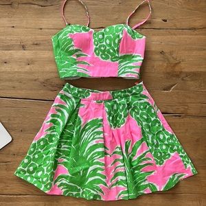 Lily Pulitzer halter & skirt set, 2 piece dress, women’s size 4